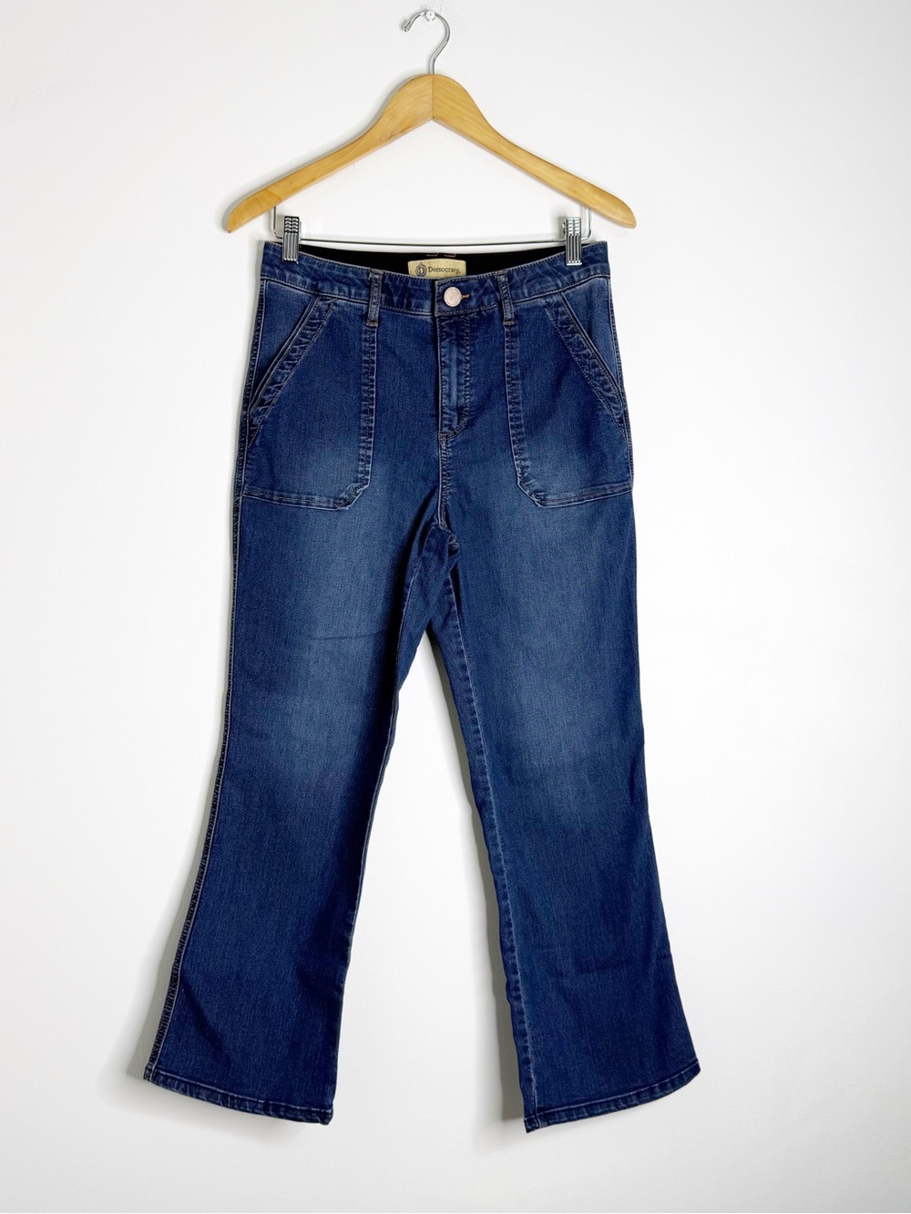 Democracy Ab Technology Bootcut Jeans Size 8 Stretch Blue Patch Pocket